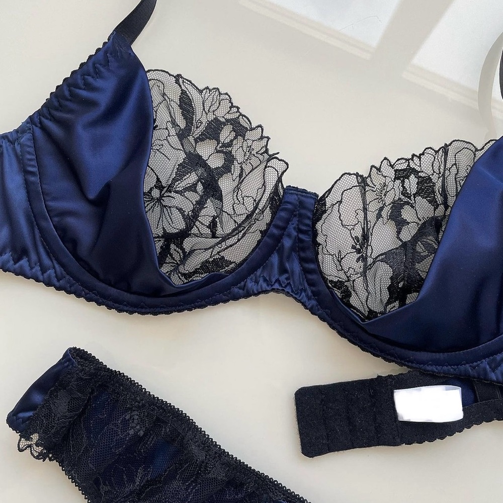 Satin Royal Blue Queen Bra New - Made in Europe